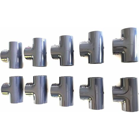 Lot de 10 Té PVC Pression – U 90° / 32mm intérieur F/F/F PN16 / Manchon 32 mm pour Piscine et arrosage / Tés égaux