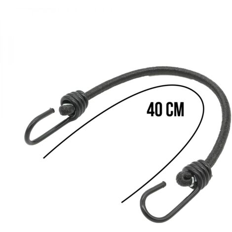 Lot de 10 tendeurs sandows élastiques avec 2 crochets - 40 cm - Noir - Linxor
