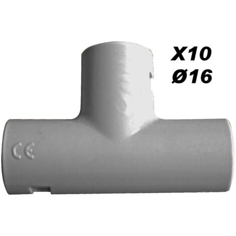 Lot de 10 Tés pour tube IRL Ø16mm - Gris - Zenitech