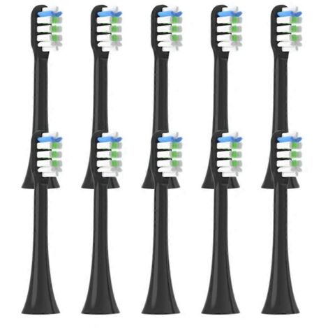 Lot de 10 têtes de brosse de rechange pour brosse à dents électrique X3, noires.