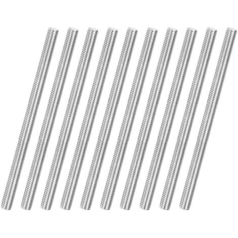 Lot de 10 tiges filetées M6 x 100 mm en acier inoxydable 304, filetage à droite, pour boulons d'ancrage/pinces/étriers de fixation de meubles, vis à filetage métrique