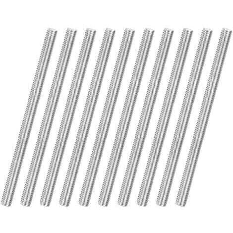 Lot de 10 tiges filetées M6 x 100 mm en acier inoxydable 304, filetage à droite, pour boulons d'ancrage/pinces/étriers de fixation de meubles, vis à filetage métrique