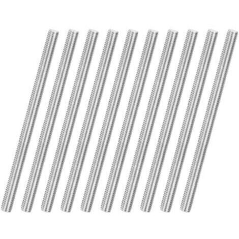 Lot de 10 tiges filetées M6 x 100 mm en acier inoxydable 304, filetage à droite, pour boulons d'ancrage/pinces/étriers de fixation de meubles, vis à filetage métrique
