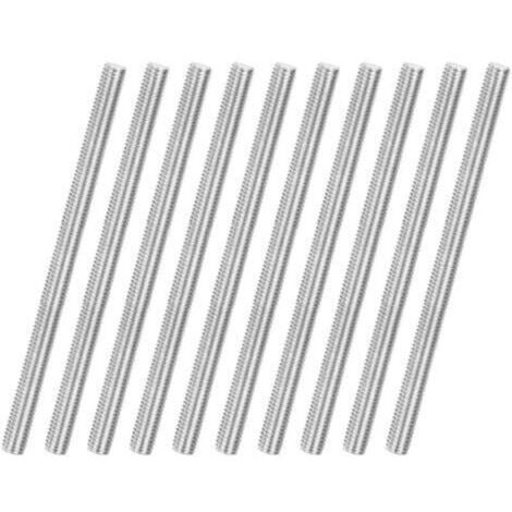 Lot de 10 tiges filetées M6 x 100 mm en acier inoxydable 304, filetage à droite, pour boulons d'ancrage/pinces/étriers de fixation de meubles, vis à filetage métrique