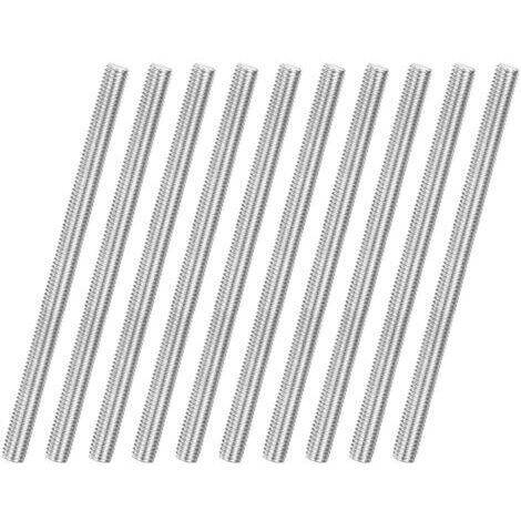 Lot de 10 tiges filetées M6 x 100 mm en acier inoxydable 304, filetage à droite, pour boulons d'ancrage/pinces/étriers de fixation de meubles, vis à filetage métrique