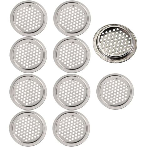 Lot de 10 trous d'aération ronds en acier inoxydable pour placard de cuisine, salle de bain, armoire – 53 mm