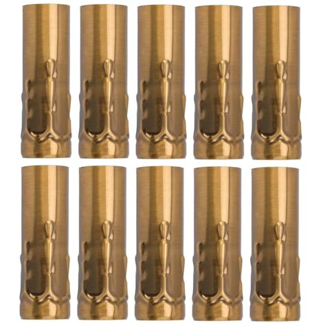 Lot de 10 Tubes E14 en Fer, Support Bougie Galvanisé Bronze Doré pour Lustre Cristal et Éclairage DIY