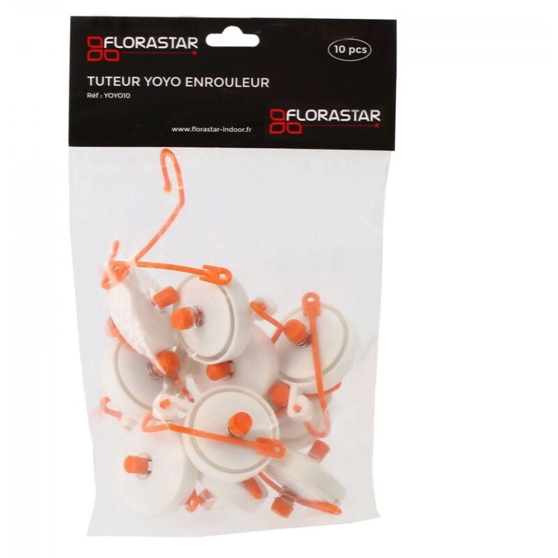 Florastar - Lot de 10 tuteurs enrouleurs yoyo