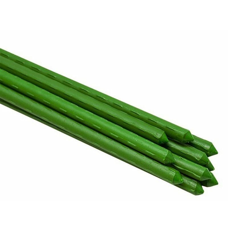 Lot de 10 tuteurs pour plantes et légumes - En fer - Hauteur : 150 cm - Vert