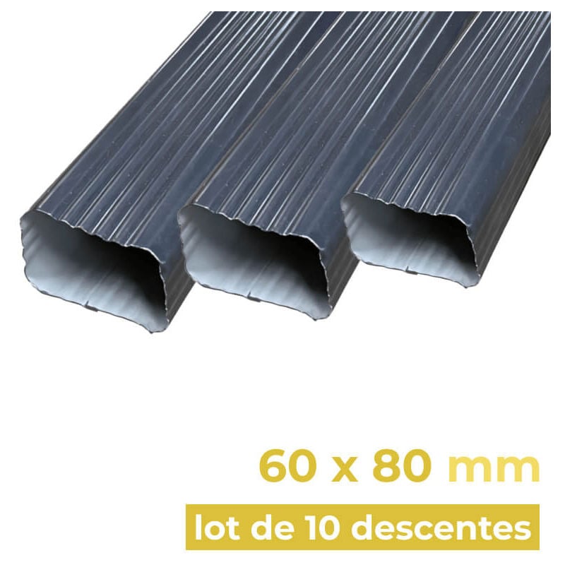 Aluhome - Lot de 10 tuyaux de descente 3m en alu 60x80mm - BA6