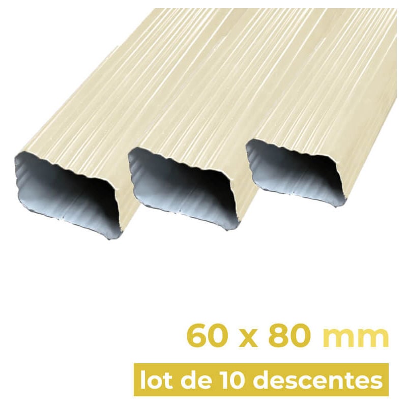 Aluhome - Lot de 10 tuyaux de descente 3m en alu 60x80mm - TP22
