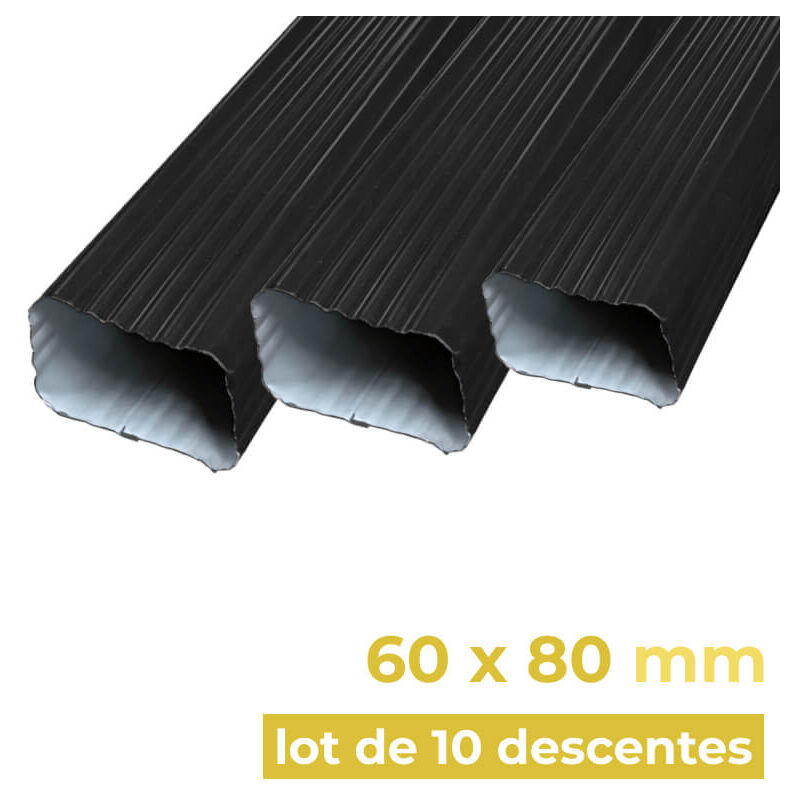 Aluhome - Lot de 10 tuyaux de descente 3m en alu 60x80mm - NG18