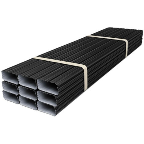 Lot de 10 tuyaux de descente rectangulaires aluminium noir foncé – évacuation eaux pluviales – usage professionnel – fabrication française