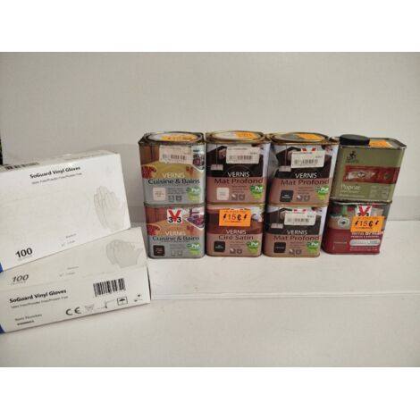 [Lot de 10] - V3V - ELAMI - Vernis bois variés et gants de protection - Protection et finition haute qualité - Voir photos