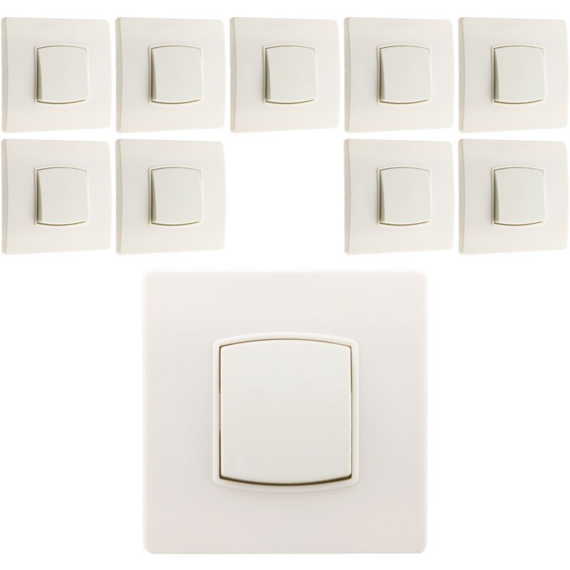 Diwone - Lot de 10 Va & Vient borne-auto vis+griffes Blanc