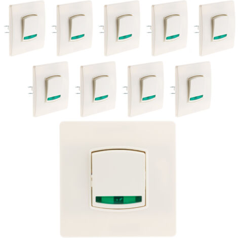 Lot de 10 va & vient voyant borne-auto vis+griffes Blanc - Diwone