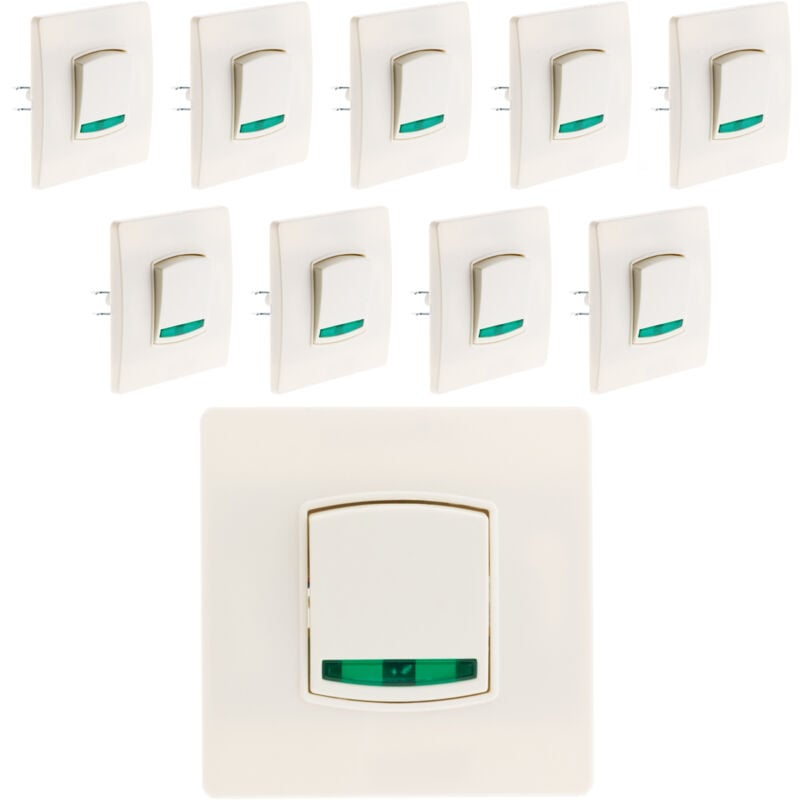 Lot de 10 va & vient voyant borne-auto vis+griffes Blanc Diwone