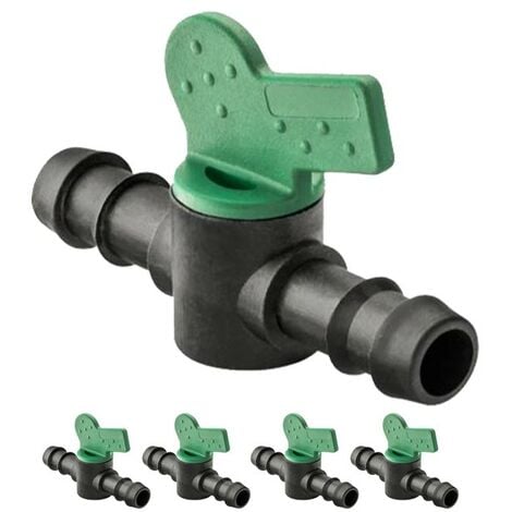 Lot de 10 Vanne cannelé 16mm pour tuyau goutte à goutte. Soupape d'arrêt pour l'irrigation goutte à goutte