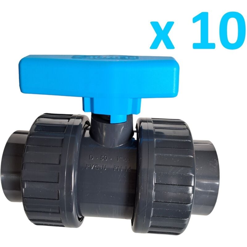 Piscineo - Lot de 10 Vannes à boisseau démontables Pvc pression à coller