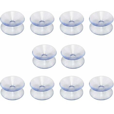 Lot de 10 ventouses double face 20mm – Caoutchouc silicone transparent – Antidérapant pour surfaces en verre – Installation facile