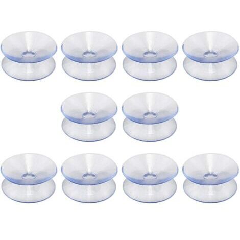 Lot de 10 ventouses double face en silicone 35mm – Transparent sans crochets – Pour surfaces lisses en verre, céramique, acier inoxydable