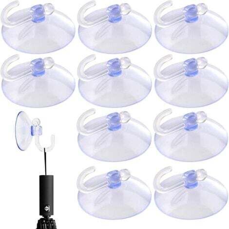 Lot de 10 ventouses robustes - Mini crochets transparents à ventouse pour cuisine et salle de bain, crochets portables légers et pratiques pour miroirs, murs, salles de bain et cuisines