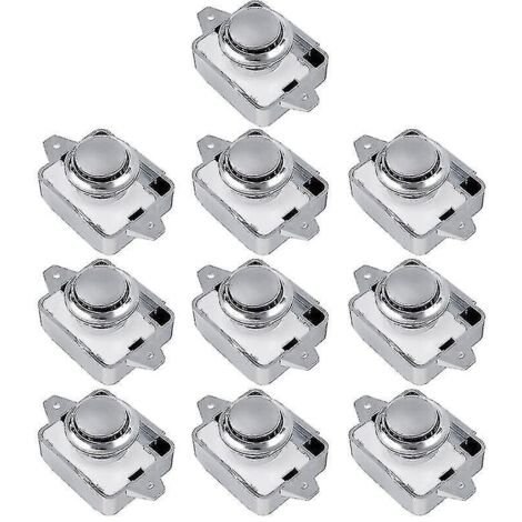 Lot de 10 verrous à bouton-poussoir pour tiroirs, placards et portes de camping-cars et caravanes (argenté, 10 pièces)