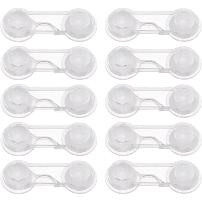 Lot de 10 verrous de porte pour bébé, pour placard, tiroir, sécurité enfant, version améliorée (transparent)
