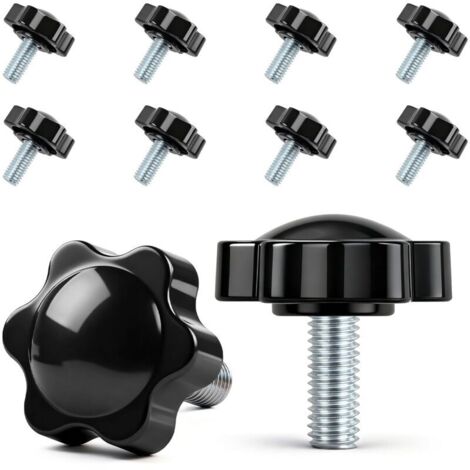 Lot de 10 vis à poignée étoile - Vis moletée M8 x 20 mm - Vis avec poignée - Vis à tête étoile - Écrou à poignée étoile - Pour machine-outils, machines de serrage
