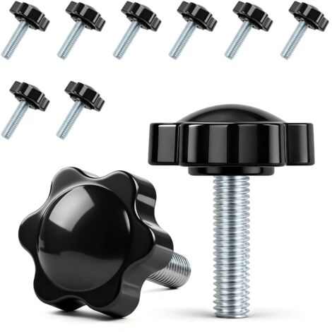 Lot de 10 vis à poignée étoile - Vis moletée M8 x 30 mm - Vis avec poignée - Vis à tête étoile - Écrou à poignée étoile - Pour machine-outils, machines de serrage