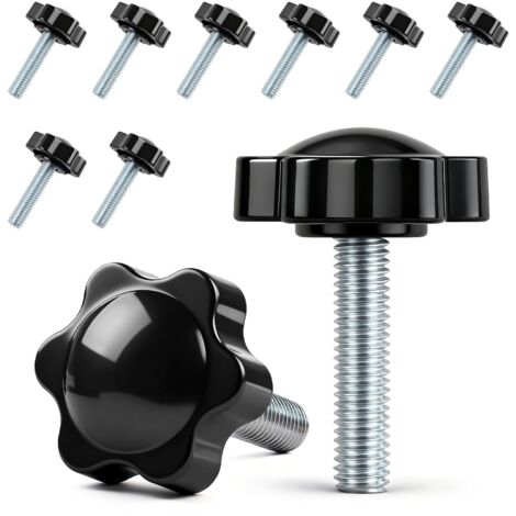 Lot de 10 vis à poignée étoile - Vis moletée M8 x 35 mm - Vis avec poignée - Vis à tête étoile - Écrou à poignée étoile - Pour machine-outils, machines de serrage