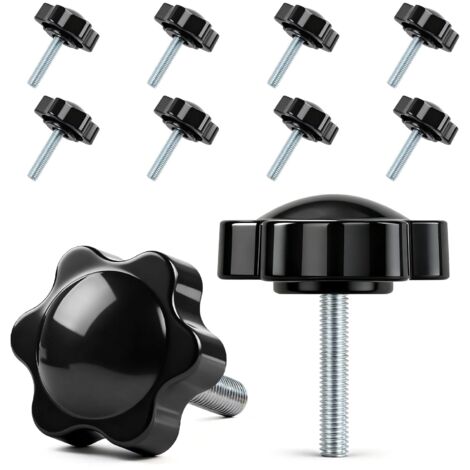 Lot de 10 vis à poignée étoile - Vis moletées M5 x 25 mm - Vis avec poignée - Vis à tête étoile - Écrou à poignée étoile - Pour machine-outils, machines de serrage