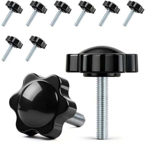 Lot de 10 vis à poignée étoile - Vis moletées M6 x 30 mm - Vis avec poignée - Vis à tête étoile - Écrou à poignée étoile - Pour machine-outils, machines de serrage