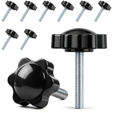 Lot de 10 vis à poignée étoile - Vis moletées M6 x 35 mm - Vis avec poignée - Vis à tête étoile - Écrou à poignée étoile - Pour machine-outils, machines de serrage