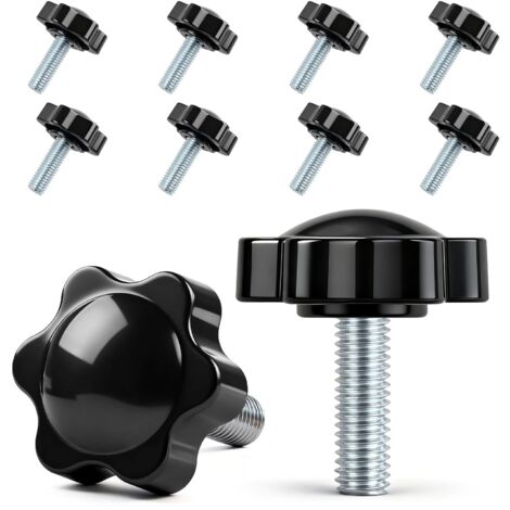 Lot de 10 vis à poignée étoile - Vis moletées M8 x 25 mm - Vis avec poignée - Vis à tête étoile - Écrou à poignée étoile - Pour machine-outils, machines de serrage