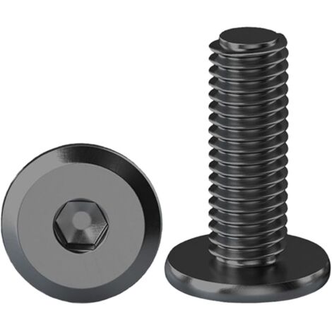 Lot de 10 vis à tête bombée M8 - Vis noires avec six pans creux - Vis à tête plate en acier inoxydable - Vis filetées M8 x 20 mm - Pour la maison, la construction, les machines, les véhicules