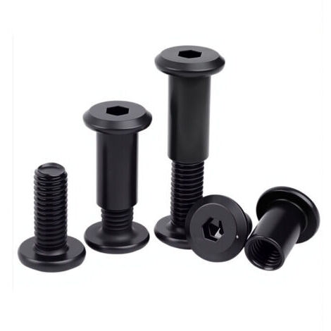 Lot de 10 vis de connexion M4 x 30 mm, pour meubles, écrous à douille M4, vis à douille, en acier inoxydable A2 V2A, oxyde noir, connecteur d'armoire avec clés à six pans creux
