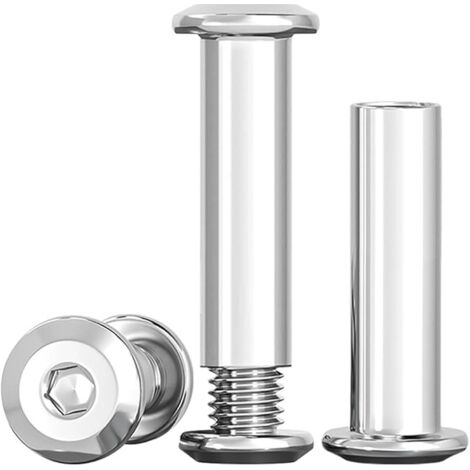 Lot de 10 vis de connexion M8 x 30 mm Vis à tête cylindrique en acier inoxydable A2 V2A, connecteur d'armoire M8, pour meubles et armoires