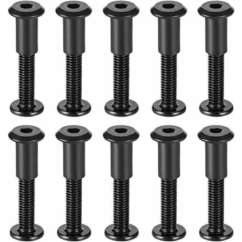 Dpzo - Lot de 10 vis de fixation pour trou de 8 mm de diamètre, mâle M6 x 35 mm, boucle de ceinture, boulons de fixation en cuir et acier carbone noir