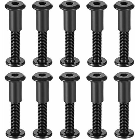 Lot de 10 vis de fixation pour trou de 8 mm de diamètre, mâle M6 x 35 mm, boucle de ceinture, boulons de fixation en cuir et acier carbone noir-