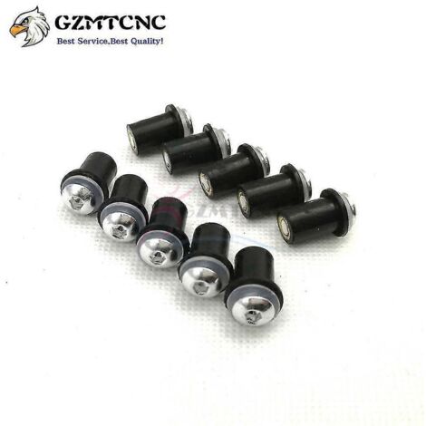 Lot de 10 vis de pare-brise M5 avec rondelle et écrou pour Yamaha YZF R1 R6 R7 600R 750R 1000R FZ1 FZ6 FZ6R FJR1300 - Argent