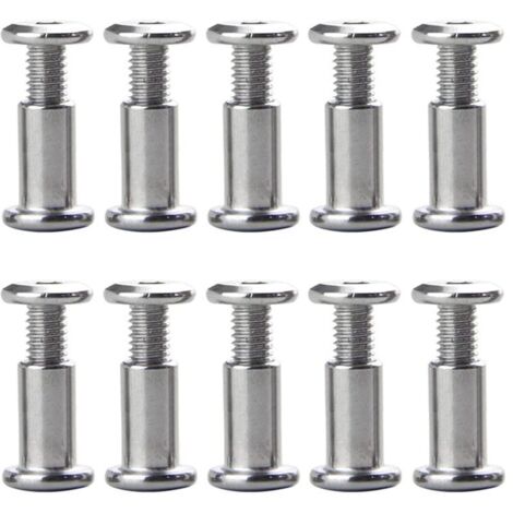 Lot de 10 vis M6 x 20 mm, boucles de ceinture, boulons de fixation, vis de fixation, attaches en cuir pour meubles, selles en cuir pour trous de 8 mm de diamètre