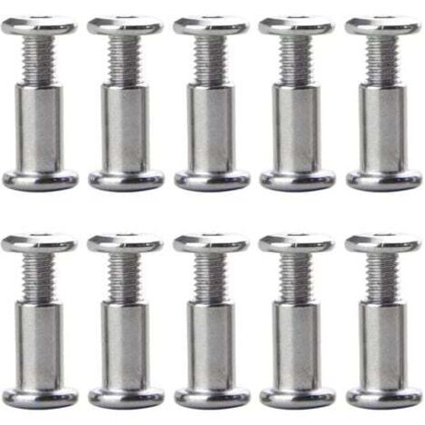Lot de 10 vis M6 x 20 mm, boucles de ceinture, boulons de fixation, vis de fixation, attaches en cuir pour meubles, selles en cuir pour trous de 8 mm de diamètre