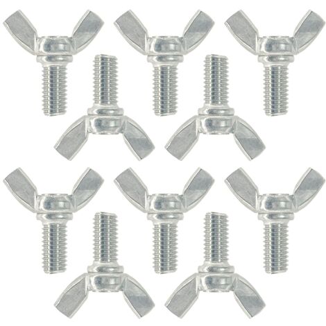 Lot de 10 vis papillon M8 en acier inoxydable serrées à la main (16 mm)