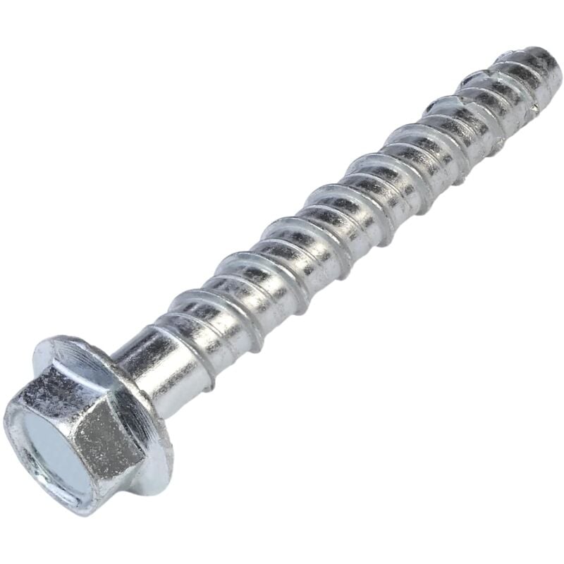 Lot de 10 Vis pour béton à tête hexagonale à embase/collerette Ø12x100 mm - fixation directe sans cheville - pour clé à 6 pans 14 mm - en acier