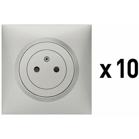 Lot de 10 x 2P+T Affleurante avec terre Dooxie - Aluminium - Complet - Legrand