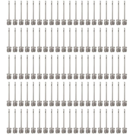 Lot de 100 aiguilles de gonflage en acier inoxydable pour ballons de football, rugby et volley-ball.