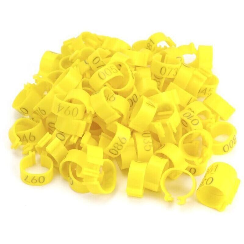 Lot de 100 anneau de pied de poulet, bague pigeon, 16 mm, multicolores, pour volaille, poules, canards, oies, pigeons