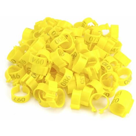 Lot de 100 anneau de pied de poulet, bague pigeon, 16 mm, multicolores, pour volaille, poules, canards, oies, pigeons
