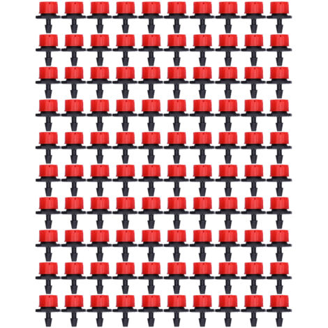 Lot de 100 arroseurs goutte à goutte réglables à 8 trous pour jardin, serre et cour, rouge-AquaForge